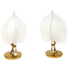 Vintage Pair of Table Lamps in Murano Glass and Brass by Franco Luce, Italy 1970s