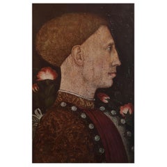 Impression ancienne originale d'un portrait de gentleman d'après Pisanello. C.1900