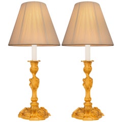Paar Französisch 19. Jahrhundert Louis XV St. Ormolu Kerzenständer Lampe