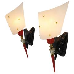 Pair of Mid-Century Modern French Wall Sconces