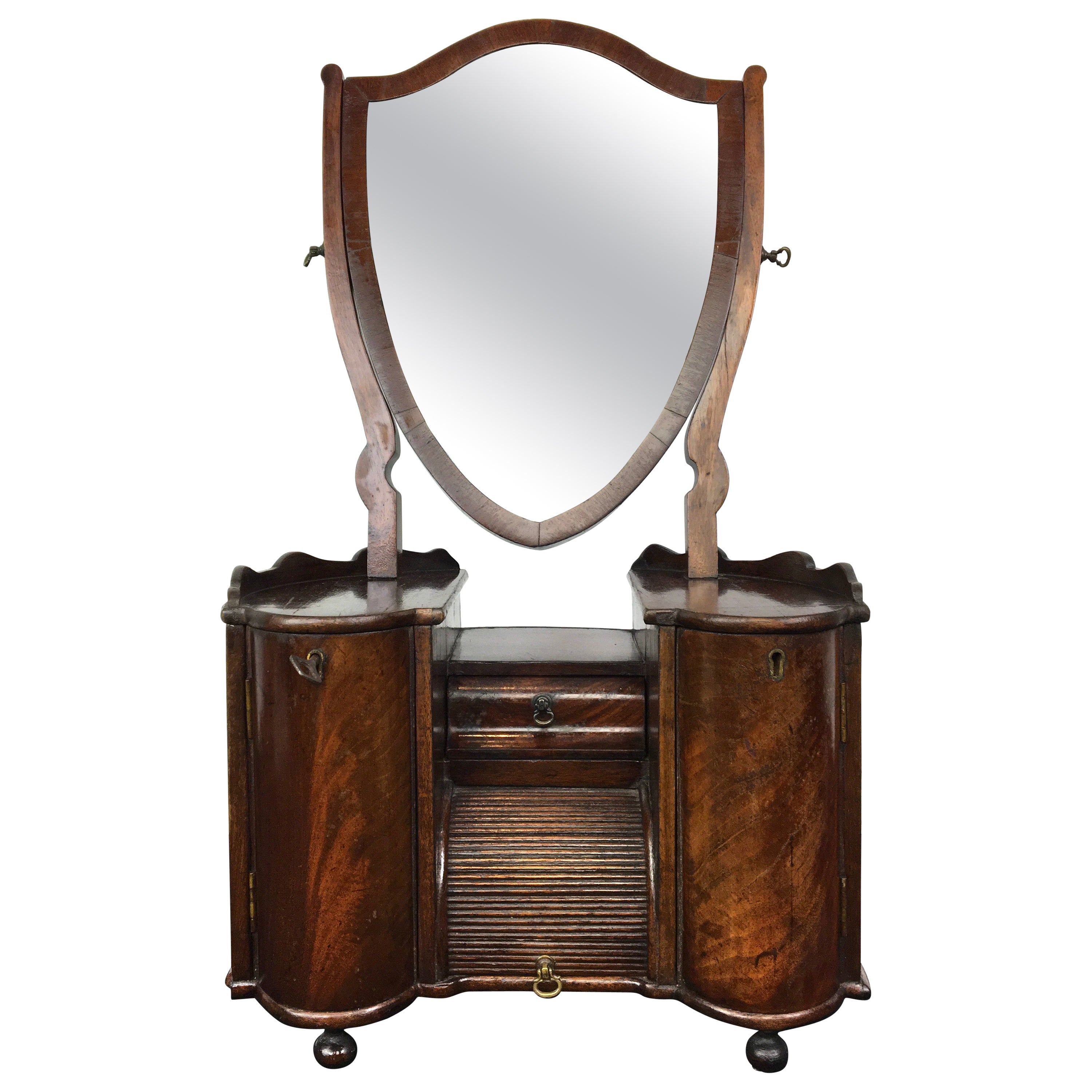 Antique Shield Shape Toilet Mirror with Cabinet under For Sale