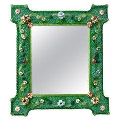 Vintage Enchanting Venetian Murano Glass Mirror with Multicolor Flowers