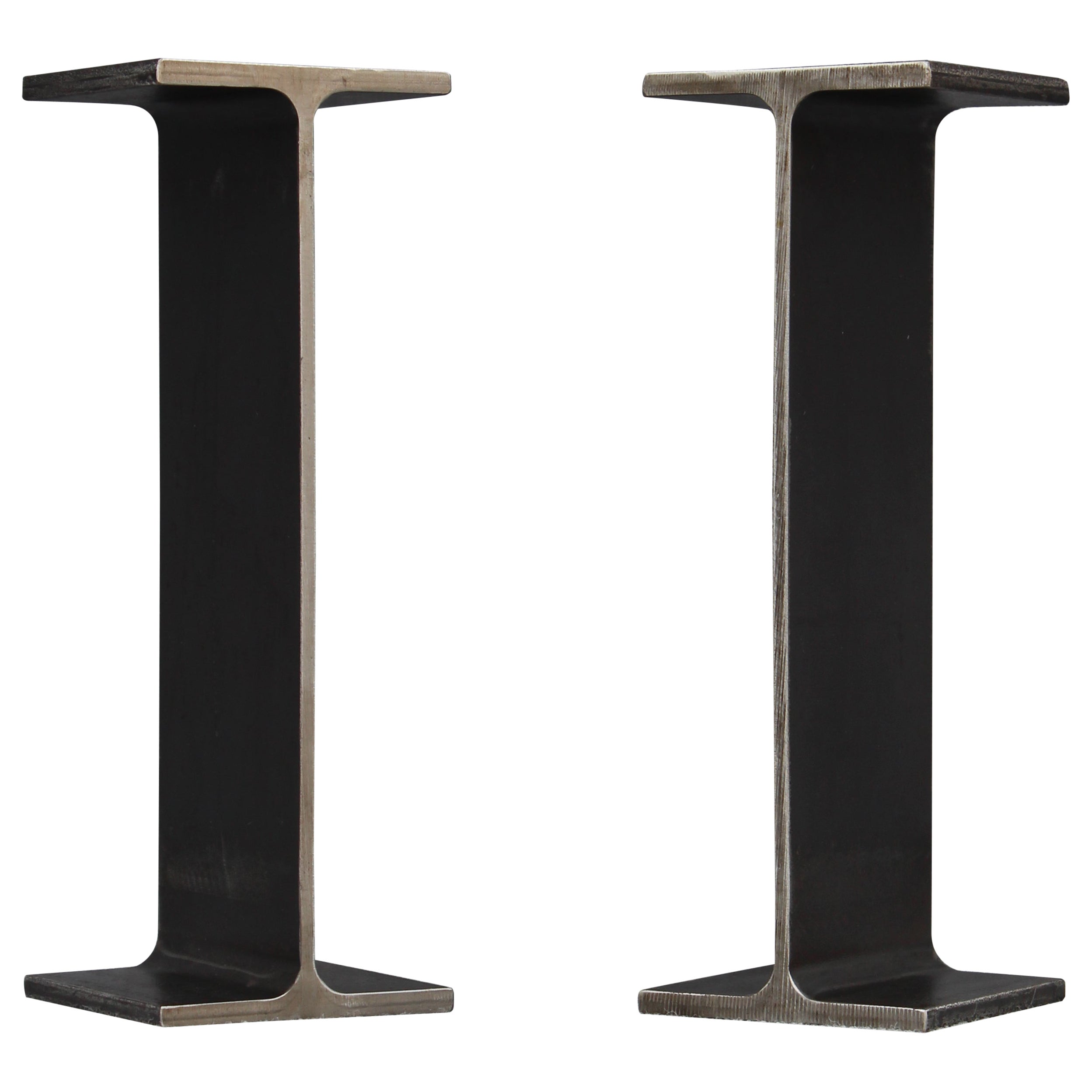 Ward Bennett Inspired Pair Enameled Steel I-Beam Drink Stands or End Tables 