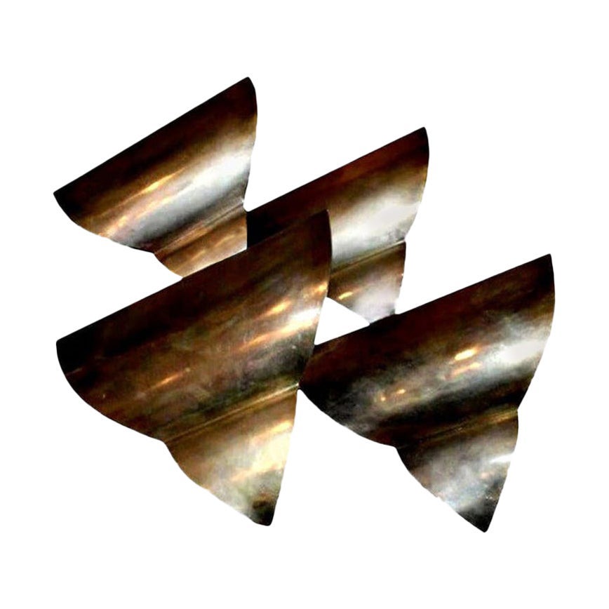 French Art Deco Triangular Form Steel Sconces, Set of Four