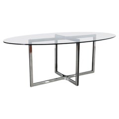 1970s Italian Glass and Chrome Dining Table by Gastone Rinaldi for Thema Italy 1