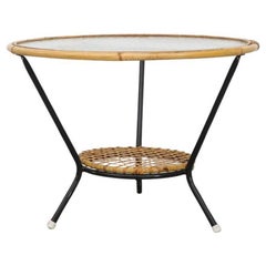 Round Bamboo and Glass Side Table by Rohe Noordwolde