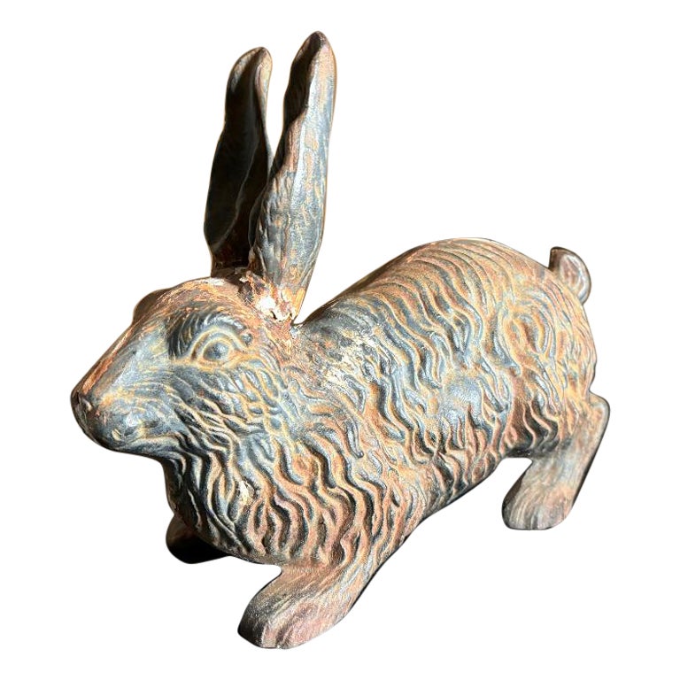 Large Antique Furry Garden Rabbit Usagi with Fine Details For Sale