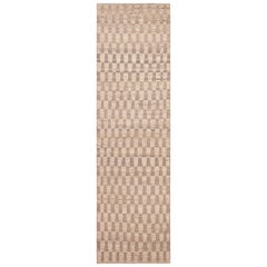 Collection Nazmiyal, tapis de couloir moderne géométrique à poils hauts et bas, 3'6" x 12"