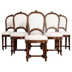 Set di sei sedie da pranzo in stile Directoire in mogano del XIX secolo