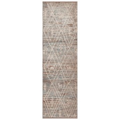 Nazmiyal Collection Neutral Color and Tribal Geometric Modern Rug 3'5" x 11'5"