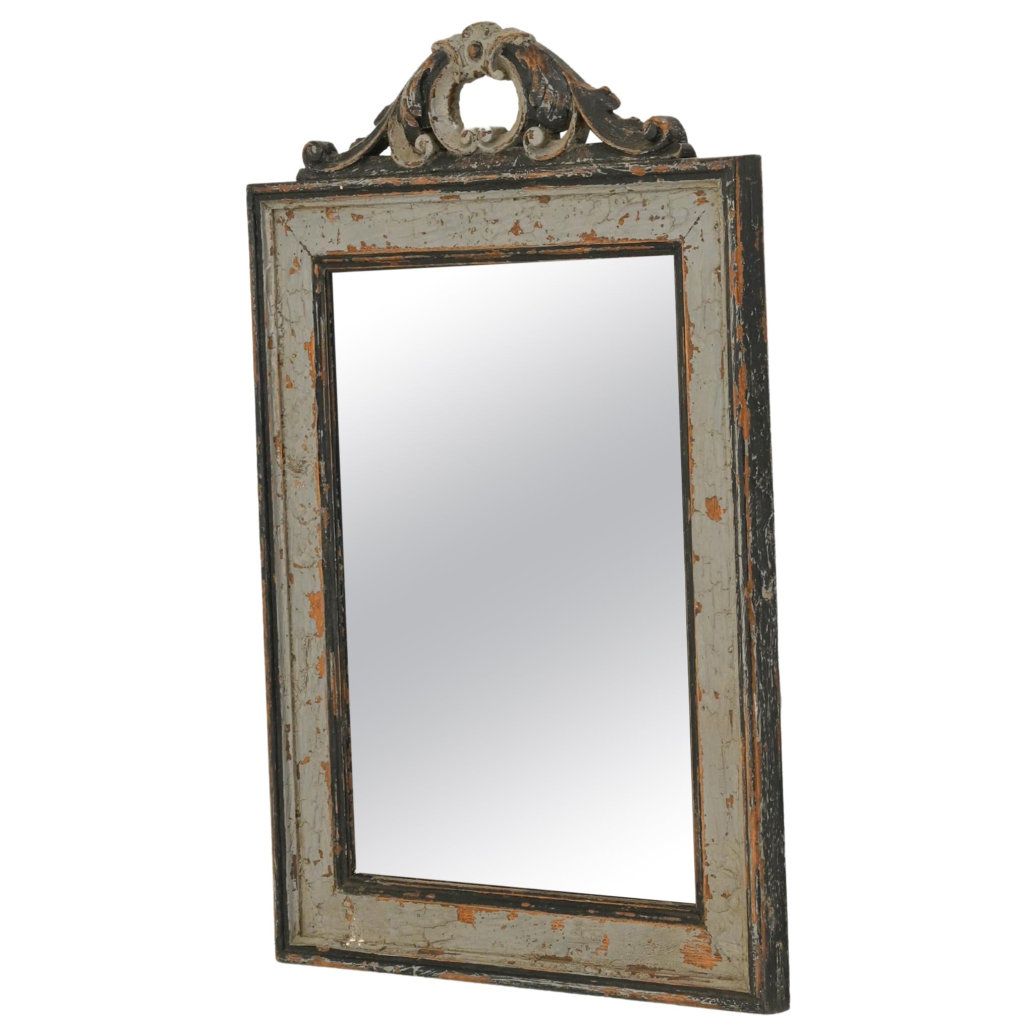 19th Century French Country Patinated Wooden Mirror