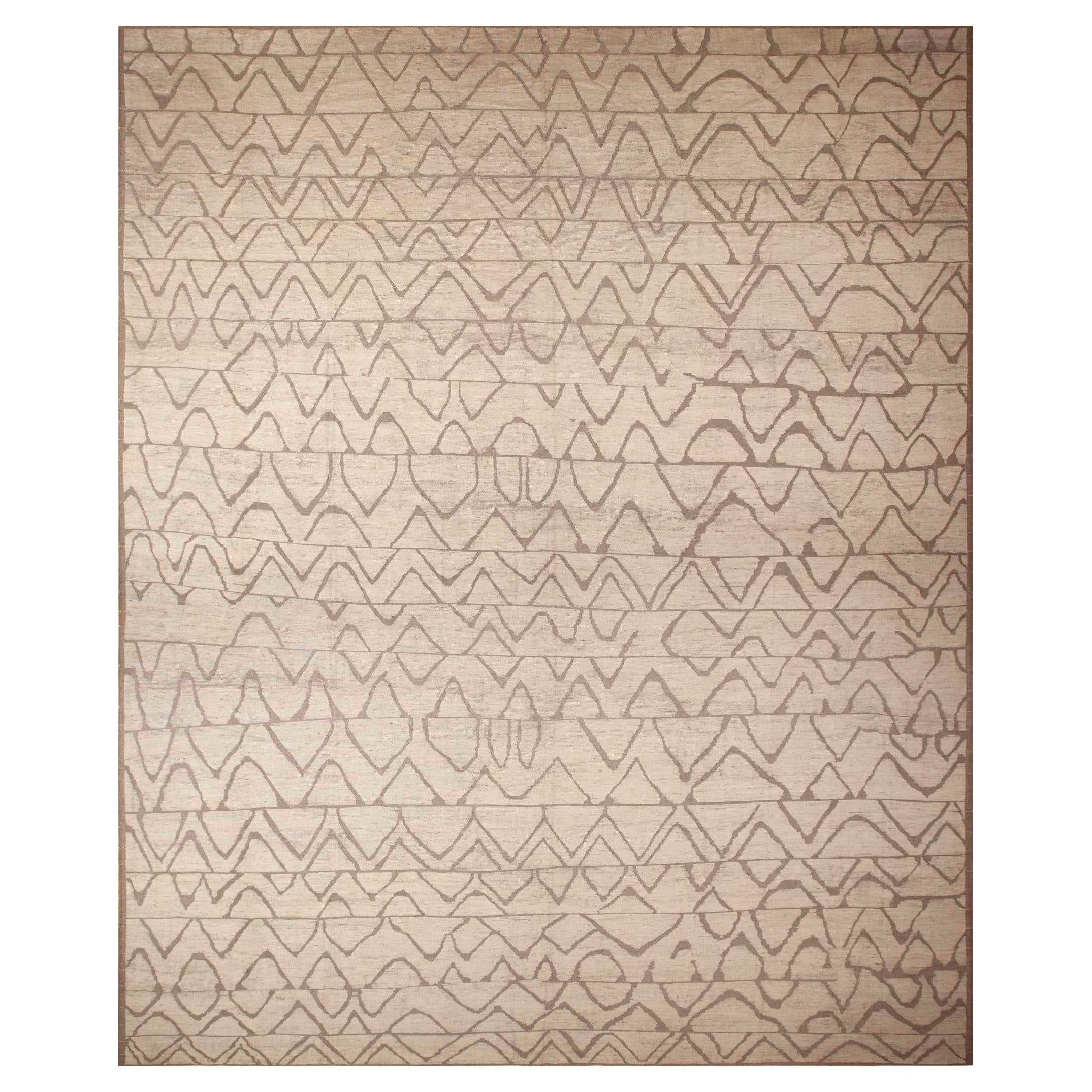 Nazmiyal Collection Alfombra de diseño tribal marfil sobredimensionada 20' x 24'4" Modern Area Rug