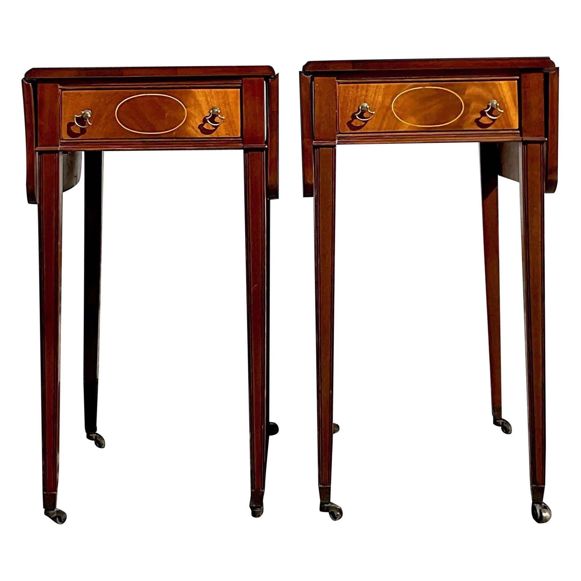 Early 20th Century Vintage Federal Style Pembroke Table - a Pair