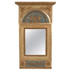 Antique Trumeau Mirror avec cadre en bois doré, Suède circa 1840