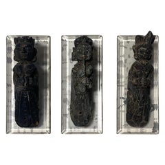 Drei Sounth India Indian Nepalesische antike Hindu- Tempel-Architektur-Skulpturen