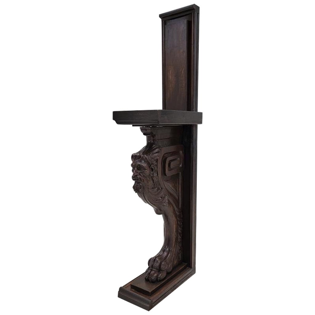 Antique Italian Rococo Figural Oak Architectural Element/Side Table/Side Table For Sale
