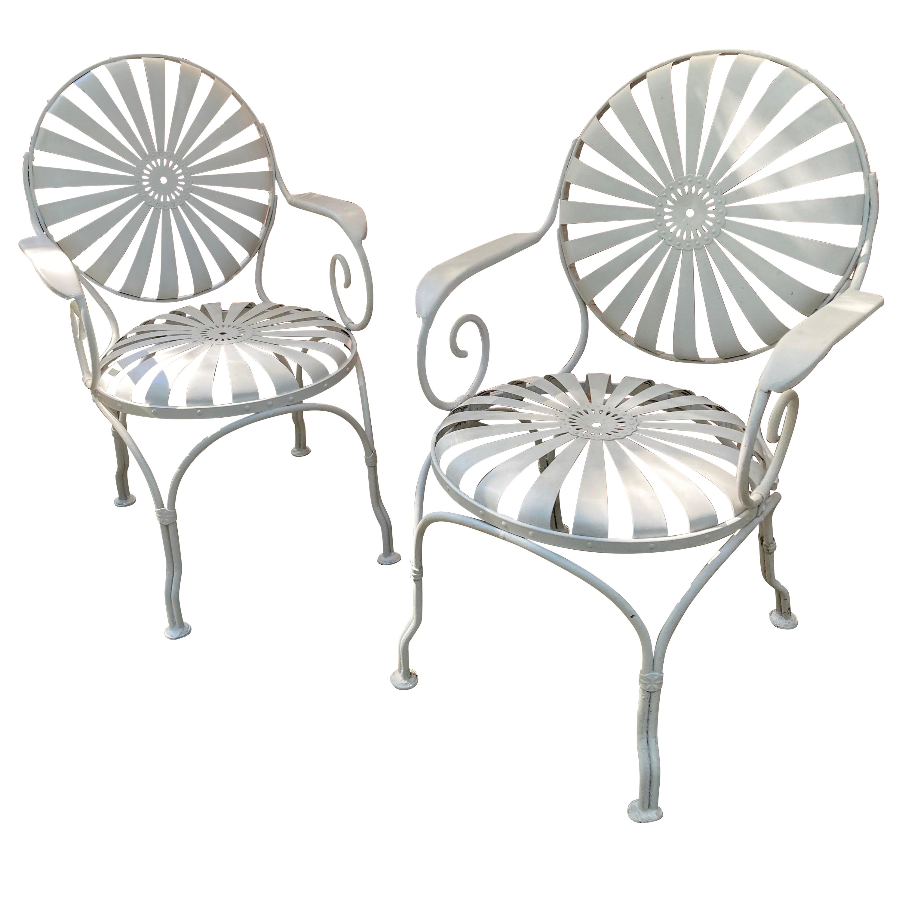 Francois Carre White Garden Chairs - a pair For Sale