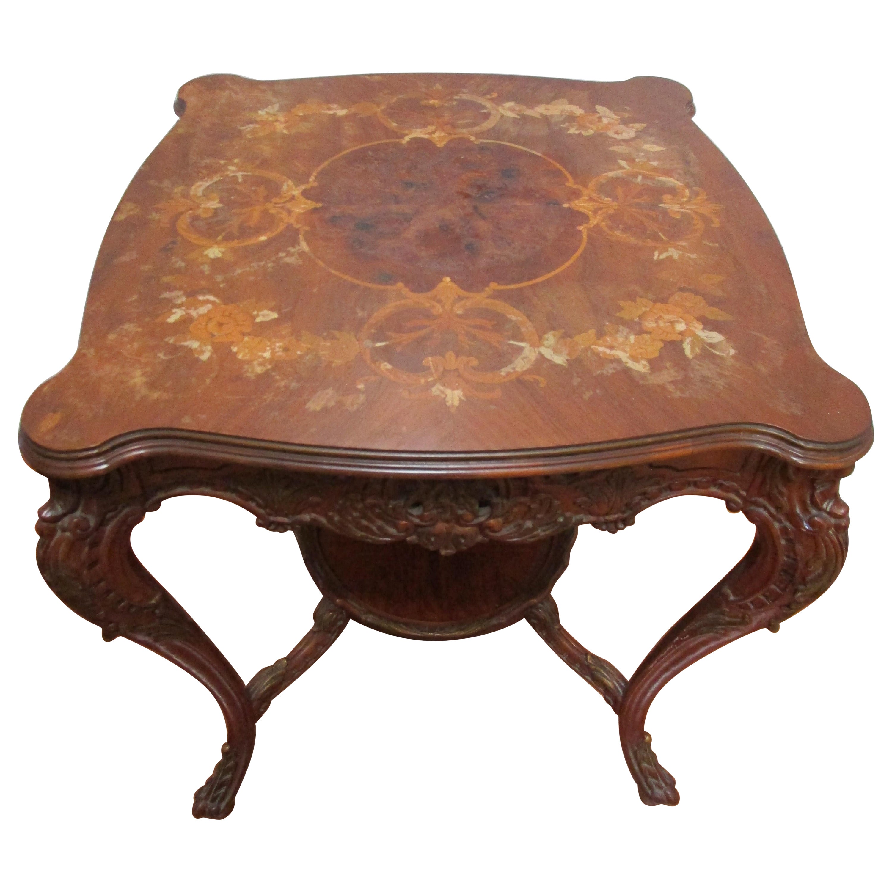 19th Century Mahogany Marquetry Card or Occasional Table  For Sale