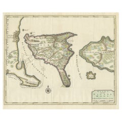 Antique 1726 Valentyn's Map of Bali and Lombok, Original Engraving