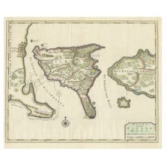 Carte de Valentyn représentant Bali et Lombok, gravure originale de 1726