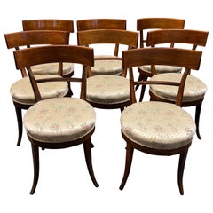 19th Italian Empire Walnut 8 Chairs 1800