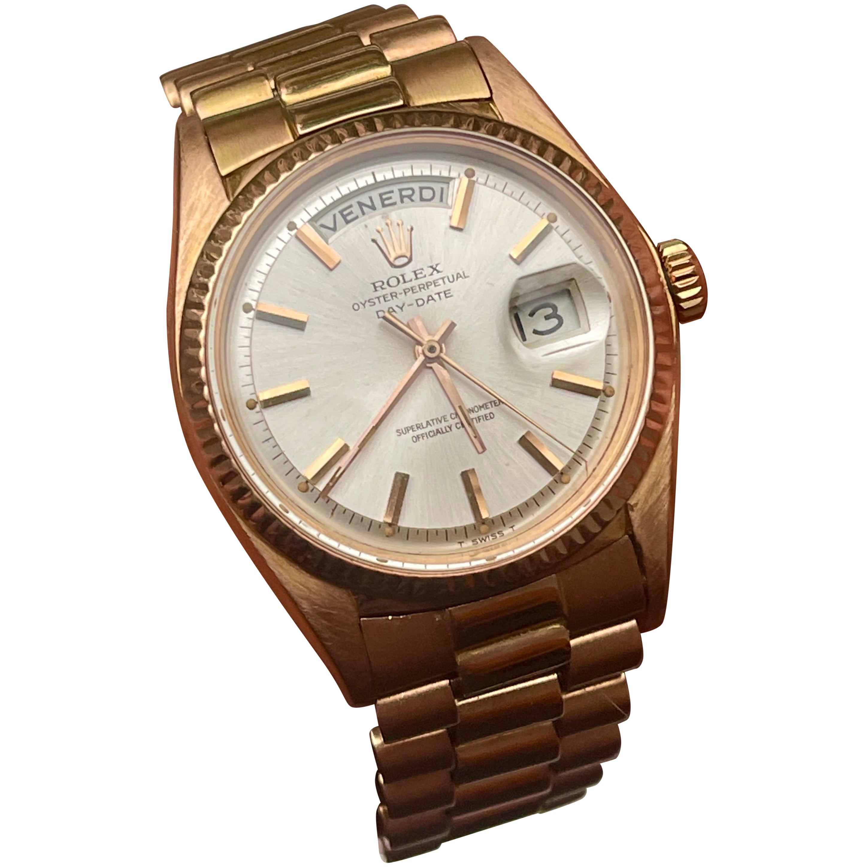 Elegant 1964 Rolex 1803 President Day-Date Rose Gold 18k For Sale