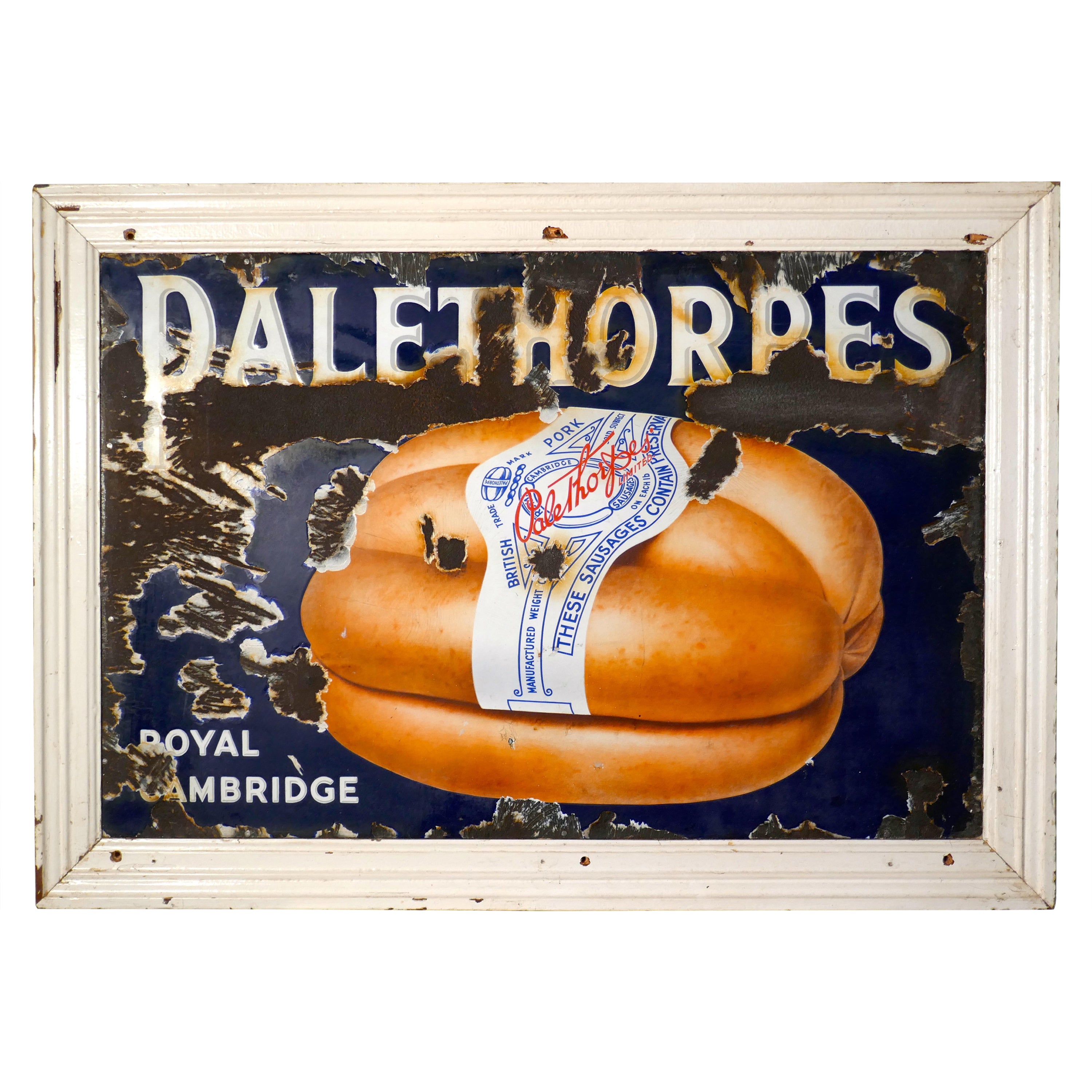 Large Early 20th century Palethorps Pictorial Enamel Sausage Sign  Very Rare  For Sale