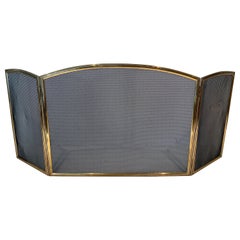 Retro Neoclassical Style Brass and Grilling Fireplace Screen with 3 Panels