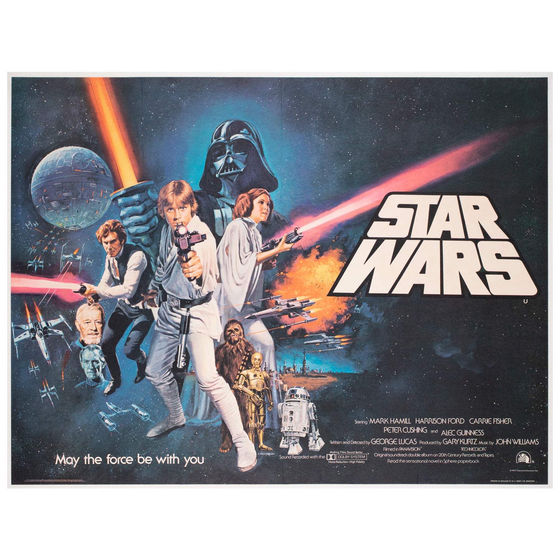 Affiche d'origine du film Star Wars de 1977, style Quad UK C pré-Oscars, Chantrell