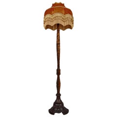 Antique Asian carved wooden floor lamp, Indochina or China, circa 1900