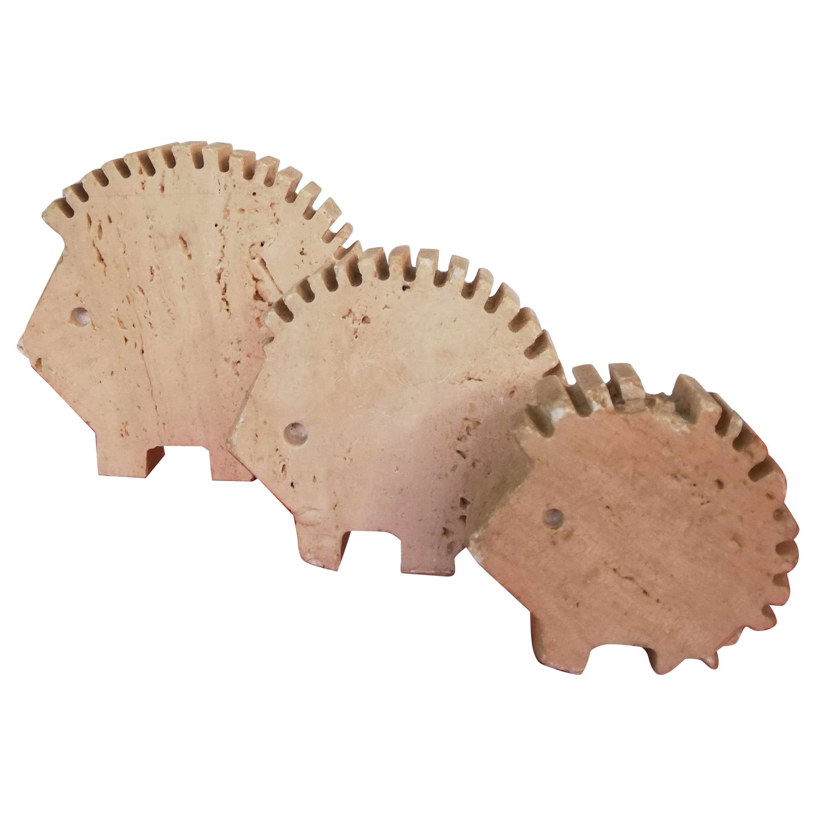Set of 70s Travertine Hedgehogs Sculptures attributable to Fratelli Mannelli
