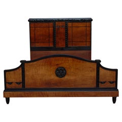 Art Deco bed, Carved wood, France, Circa 1920