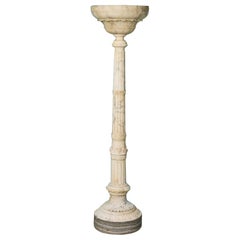 Lampe standard en marbre albâtre sculpté