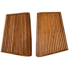 Pareja de lámparas de pared de ratán de caña de lápiz, Mid Century Modern