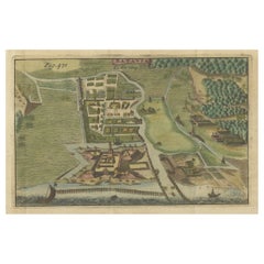 1629 Carte miniature historique de Batavia (Jakarta) - Époque coloniale hollandaise