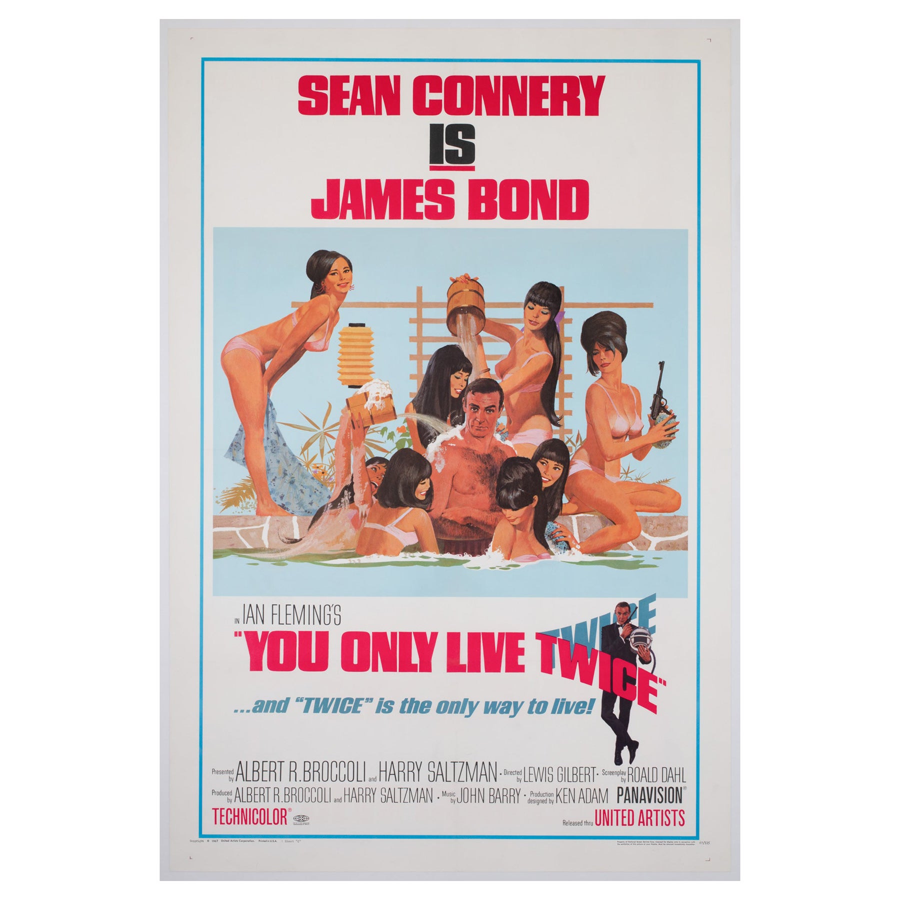 You Only Live Twice 1967 Us 1 Sheet Style C Bath Tub Film Movie Poster, McCarthy For Sale