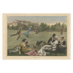 Antique Victorian Leisure: Lawn Tennis in Hyde Park by Alfred Edward Emslie, circa 1880