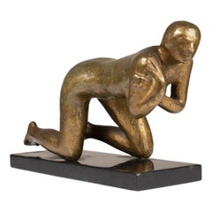 Pierre LAGENIE (1938-2020) : "La louve", original patinated bronze sculpture x/8