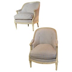 Pair Louis XVI Style Barrel Back Bergeres