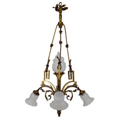 Antique Louis XVI / Neoclassical style chandelier in gilded bronze, France, Circa 1900