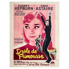 Vintage Funny Face 1957 French Grande Film Poster, Boris Grinsson