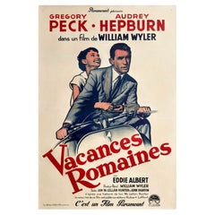 Vintage Roman Holiday 1960s French Half Grande Film Poster