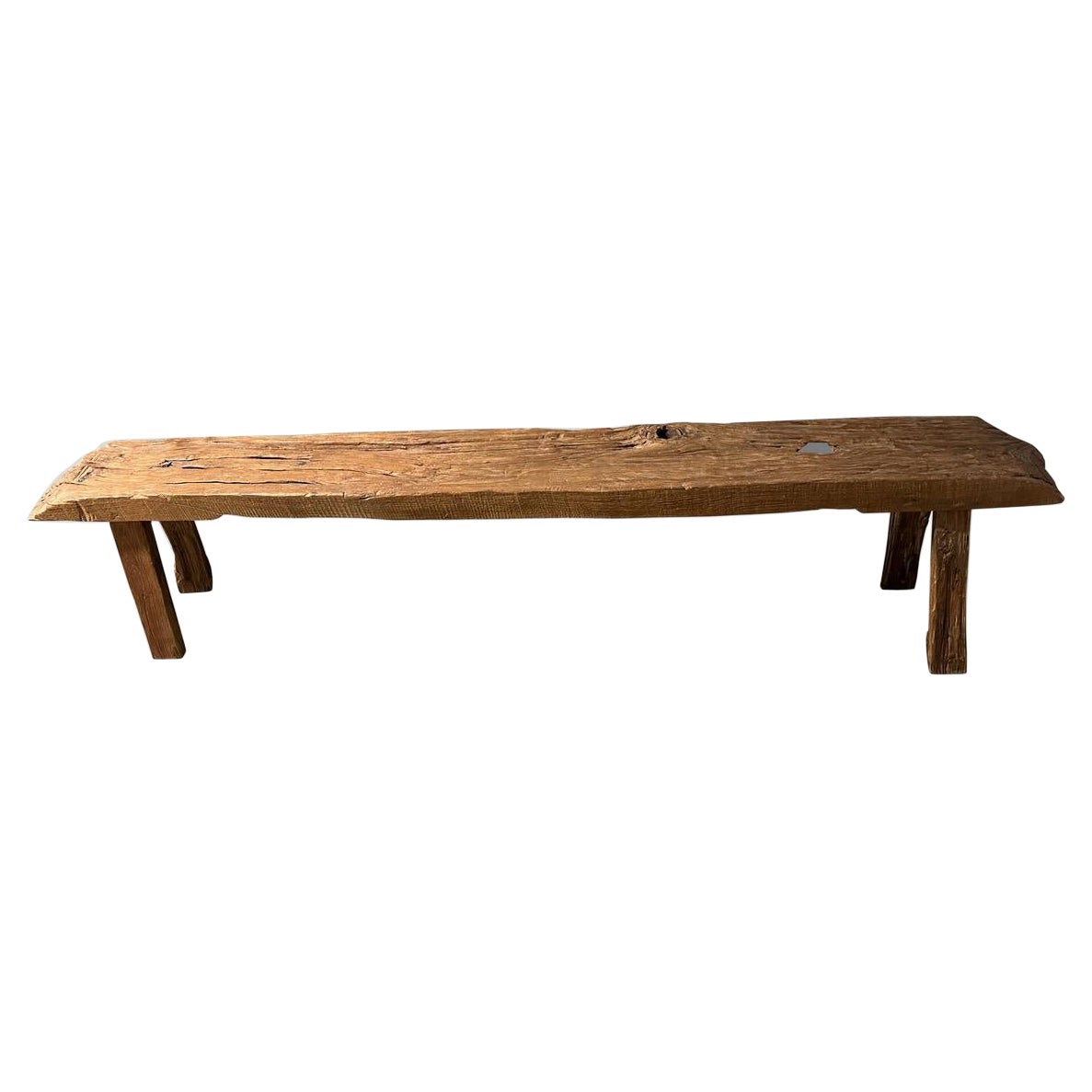 Andrianna Shamaris Antique Wabi Sabi Teak Wood Bench  For Sale