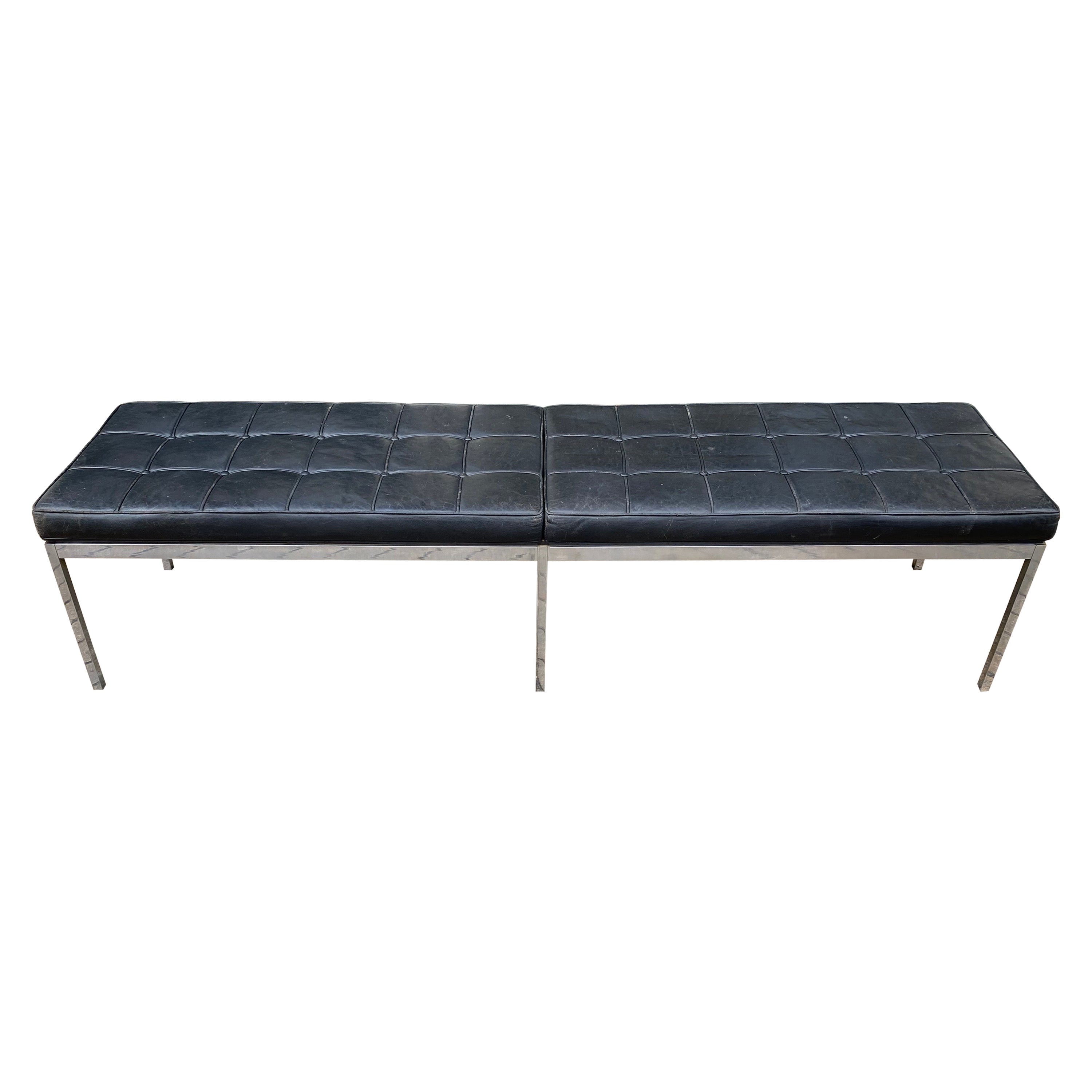 Florence Knoll for Knoll 72” Black Leather Bench