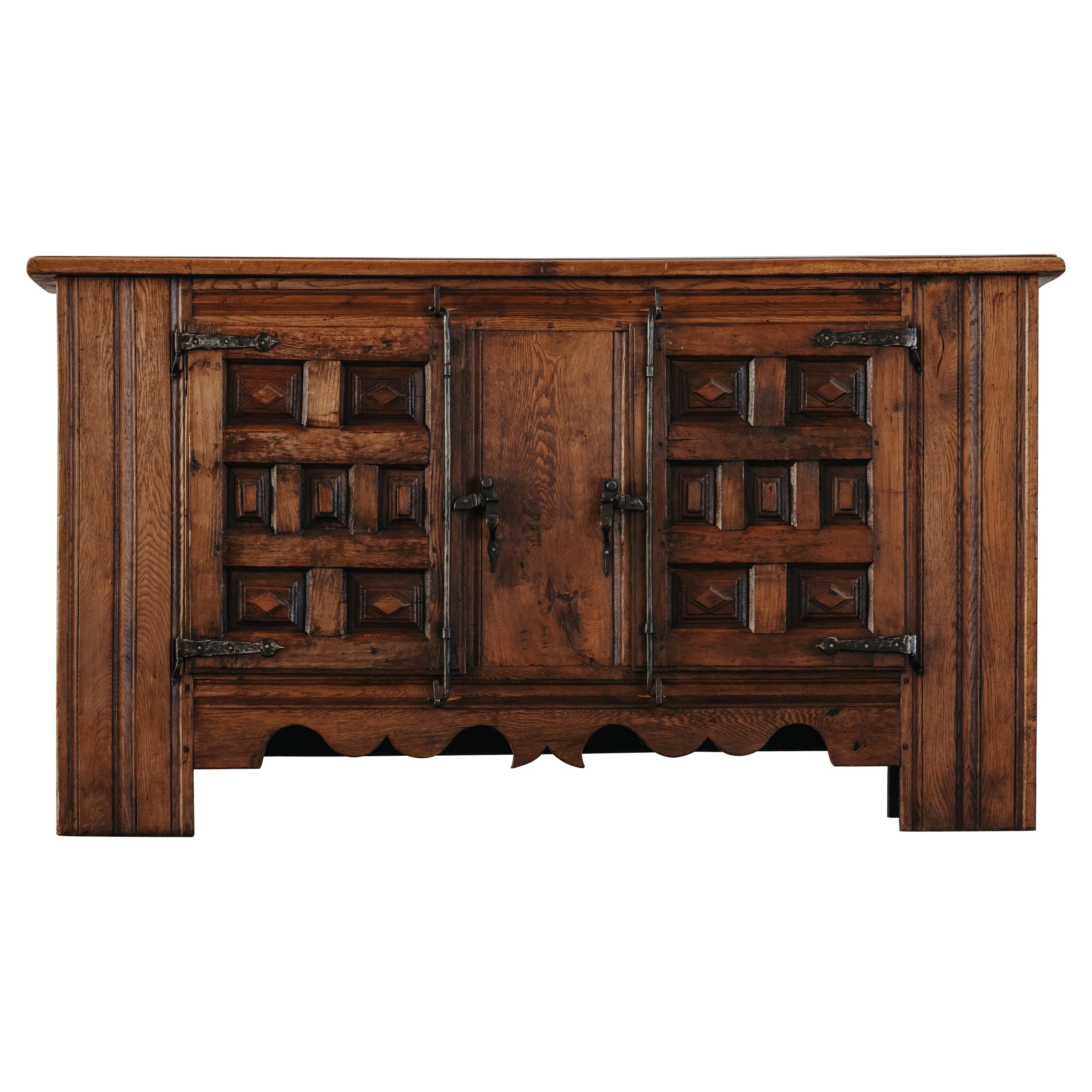 Early Oak Two Door Cabinet From Spain, Circa 1780