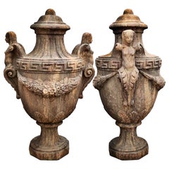 EMPIRE VASE - PILLAR GOBLET MIT SPHINXES H 95 CM Ende 20. Jahrhundert