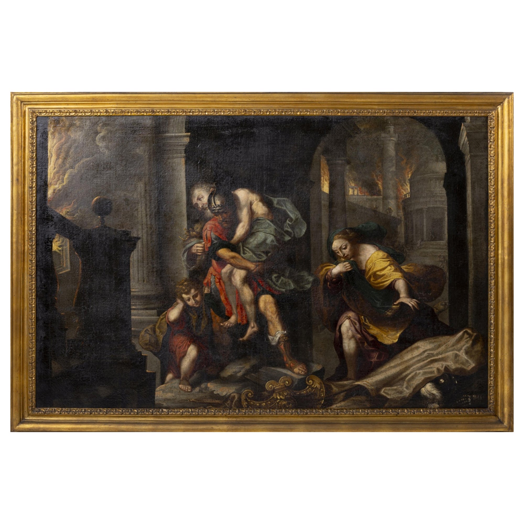 WILLEM VAN MIERIS (1662-1747)"Aeneas flees from burning Troy"by Federico Barocci For Sale
