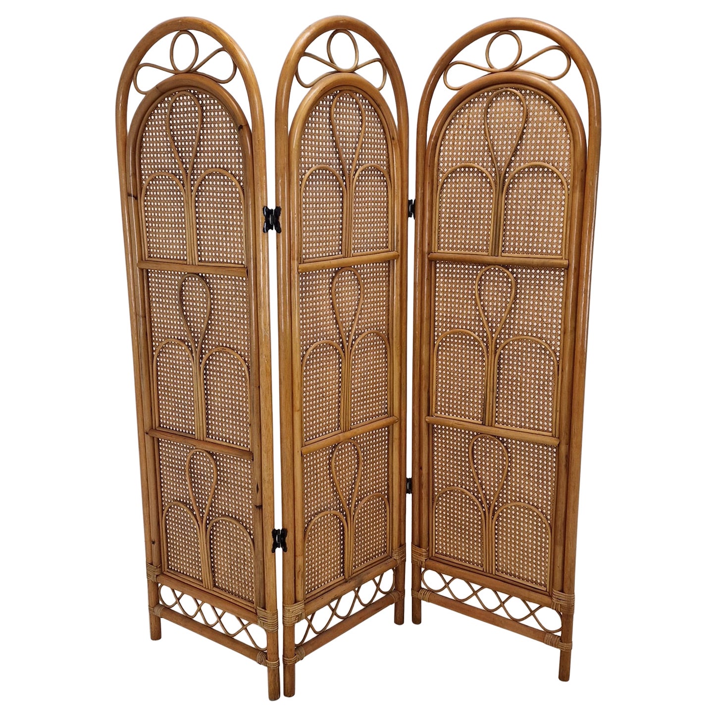 Italian Room Divider in Rattan and Wicker, 1960s For Sale