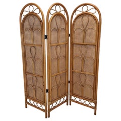 Vintage Italian Room Divider in Rattan and Wicker, 1960s