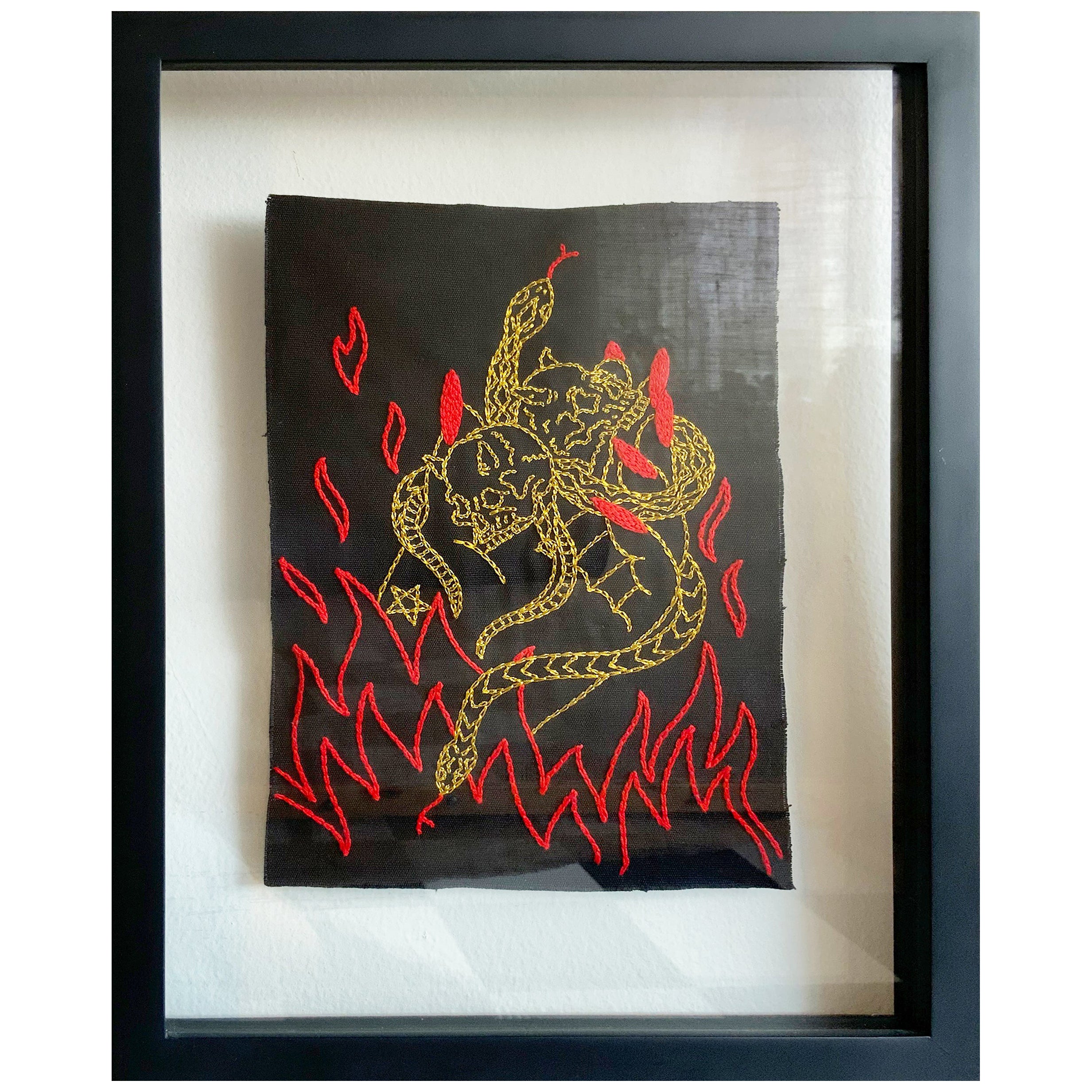 El Diablo. From The Ventura Series.  Embroidery thread on canvas For Sale